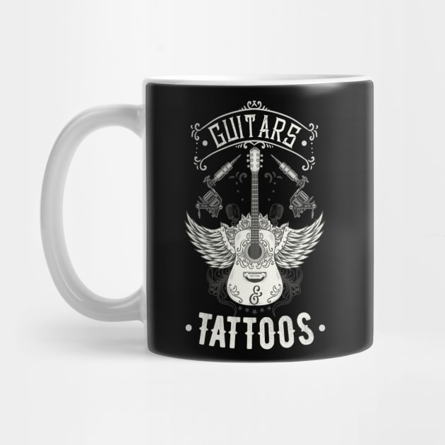 Guitars And Tattoos Vintage Guitarist Tattooed by Foxxy Merch